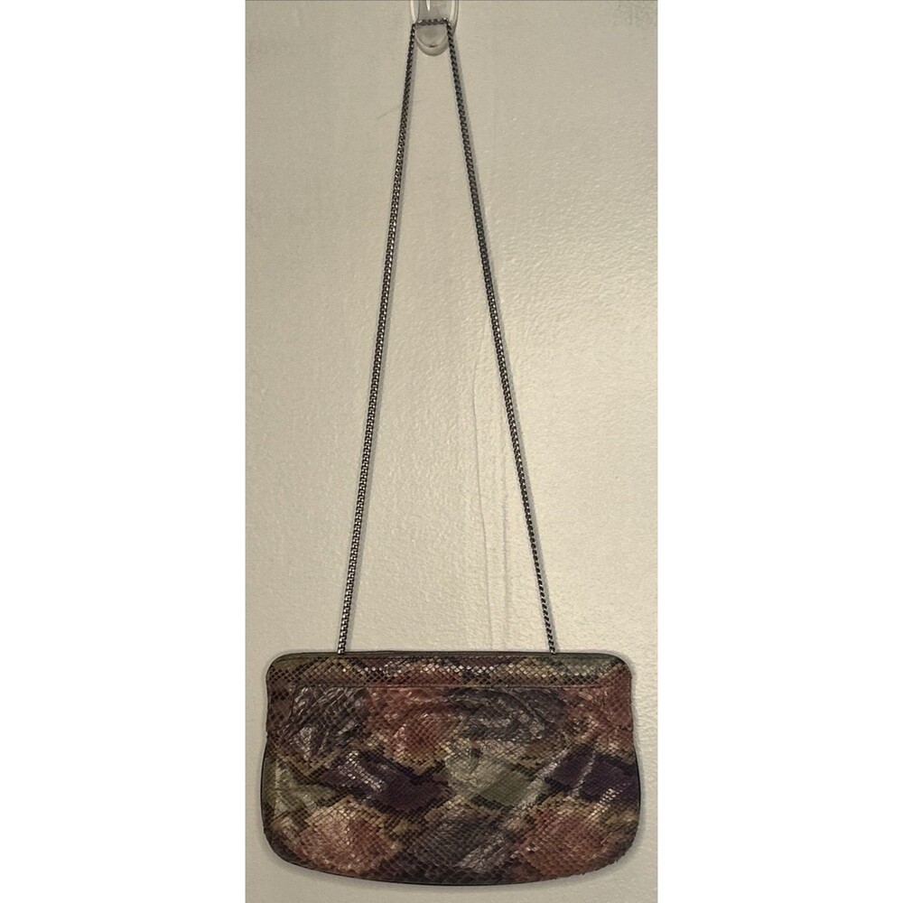 Bags By Supreme Vintage Purse Snakeskin Leather Clamshell hinge 10"x6" chain